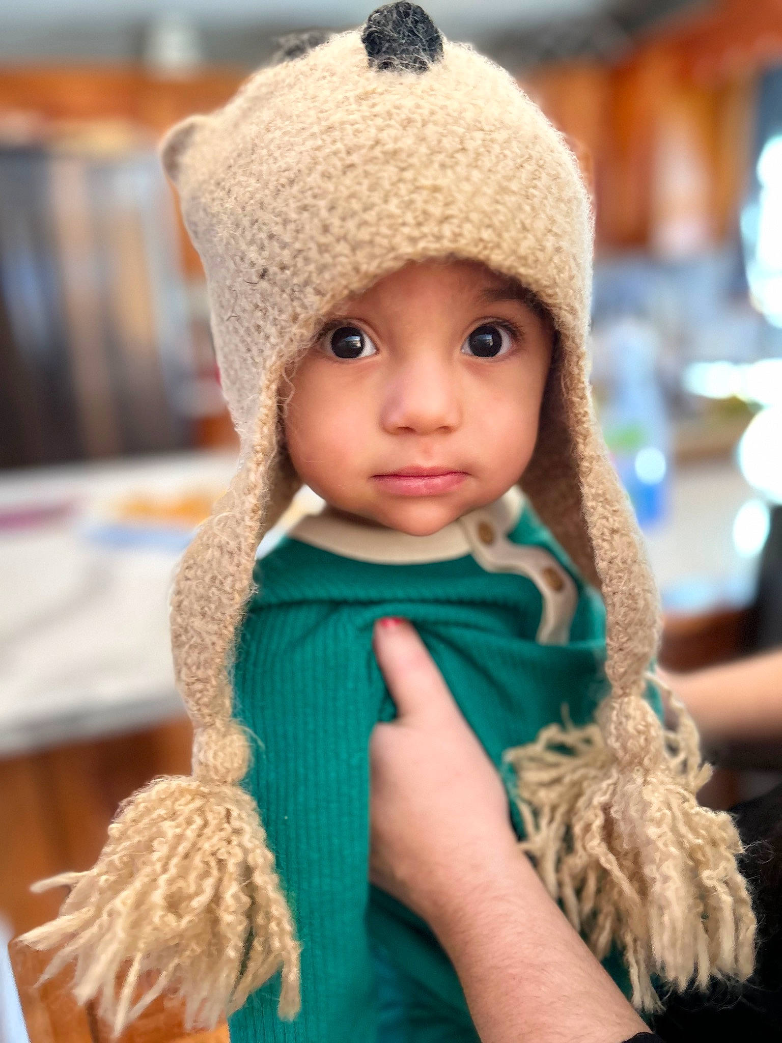 Kyler is registered to the contest to win money with this photo: cap, crochet, doll, electric_blue, eye, fashion_accessory, fashion_design, fur, happy, headgear, headwear, knit_cap, outerwear, pattern, person, skin, stole, textile, toddler, toy