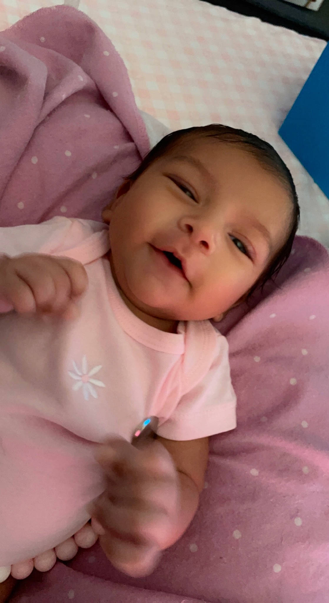 Gabriella joined the competition — help win amazing prizes! baby, baby_toddler_clothing, cheek, comfort, eye, eyebrow, finger, gesture, happy, iris, lip, mouth, nose, person, pink, skin, sleeve, smile, textile, thumb