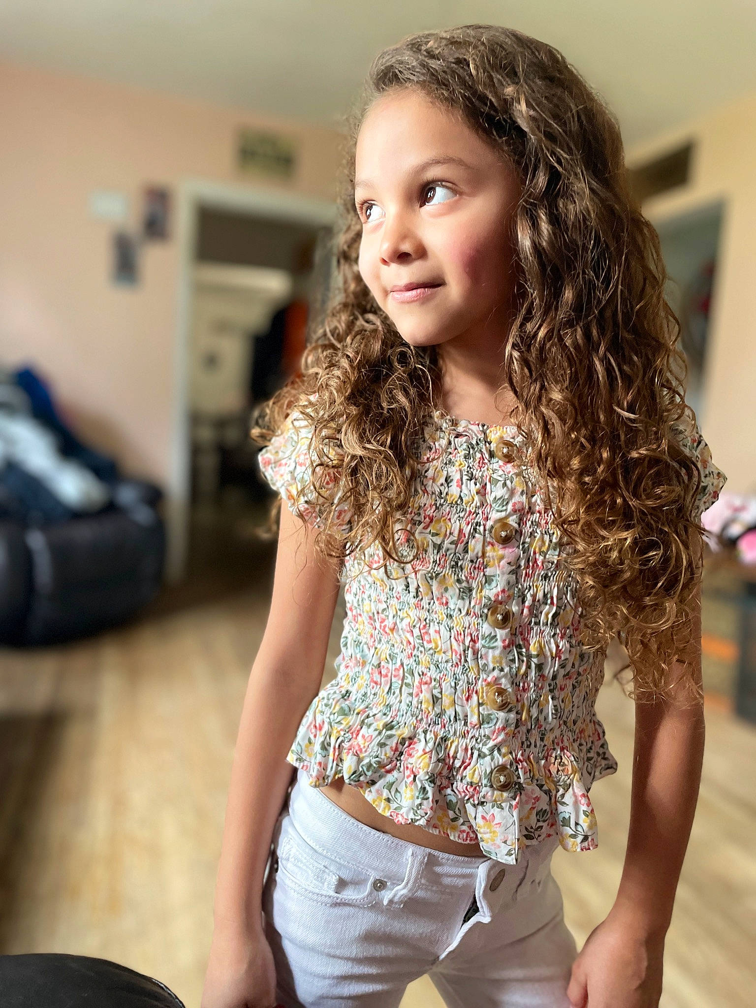 Mercedes joined the competition — help win amazing prizes! abdomen, blond, brown_hair, chest, denim, fashion_design, flash_photography, happy, human_leg, jewellery, knee, long_hair, neck, person, sleeve, smile, sportswear, t_shirt, thigh, trunk