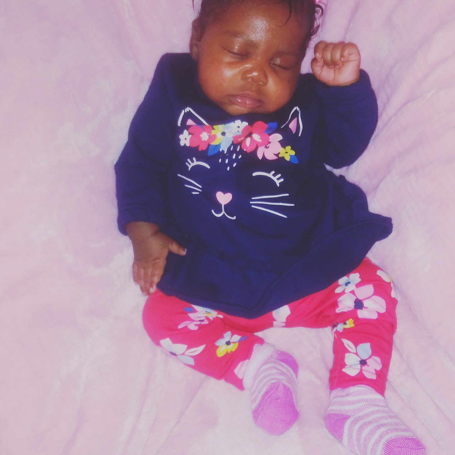 Lillian is registered to the contest to win money with this photo: baby_products, child, fun, girl, infant, magenta, material, person, pink, product, purple, skin, t_shirt, textile, toddler, violet