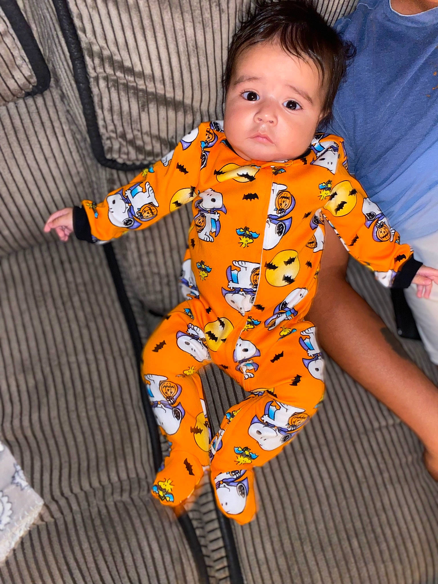 Christian joined the competition — help win amazing prizes! baby, baby_toddler_clothing, child, comfort, costume, electric_blue, eye, flooring, fun, happy, head, linens, orange, pattern, person, sitting, sleeve, t_shirt, textile, thumb