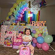 Alaia Julieta joined the competition — help win amazing prizes! toddler, child, birthday_party, balloons, unicorn_balloon, ride_on_toy, pink_toy, gift_bags, princesses, carpet, indoor, celebration, birthday_cake, decorations, smiling, happy, party_table, colorful, present, festive