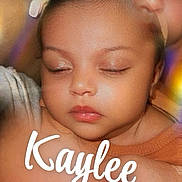Kaylee joined the competition — help win amazing prizes! baby, child, face, closed_eyes, sleeping, portrait, skin, headband, text_overlay, social_media, instagram_story, viewer_icons, rainbow_light, soft_light, warm_colors, close_up, person, infant, peaceful, cute