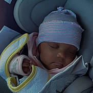 Heavyn joined the competition — help win amazing prizes! baby, sleeping, infant, car_seat, hat, bib, clothing, blanket, child, peaceful, cute, portrait, indoors, closeup, face, person, soft, rest, newborn, cozy