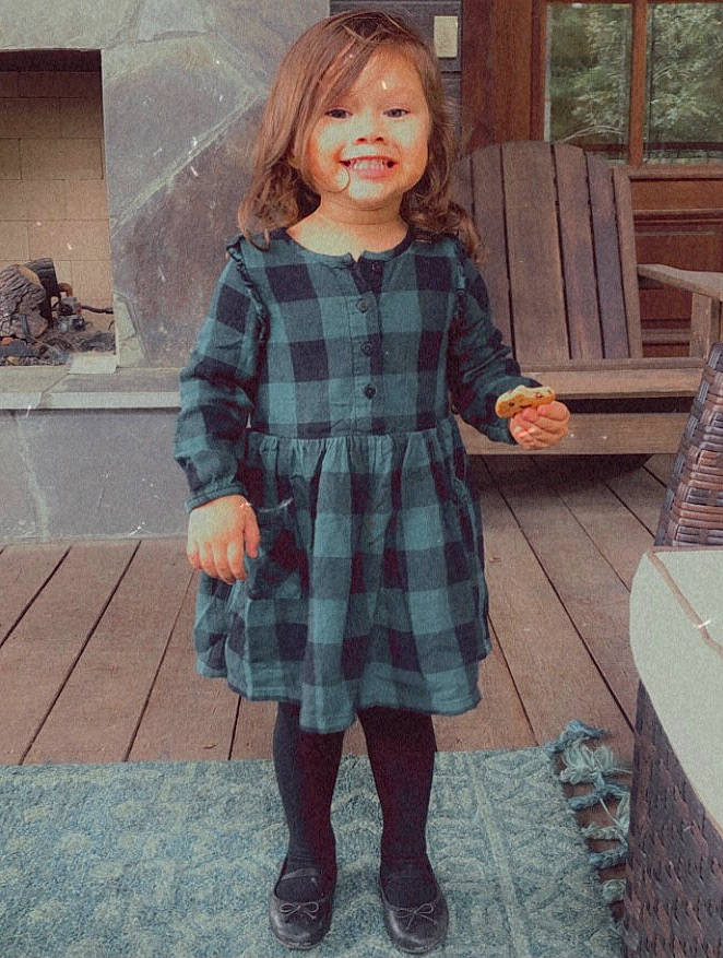 Juliette joined the competition — help win amazing prizes! child, child_model, clothing, design, dress, face, footwear, joy, outerwear, pattern, person, plaid, shoe, sleeve, smile, tartan, textile, toddler