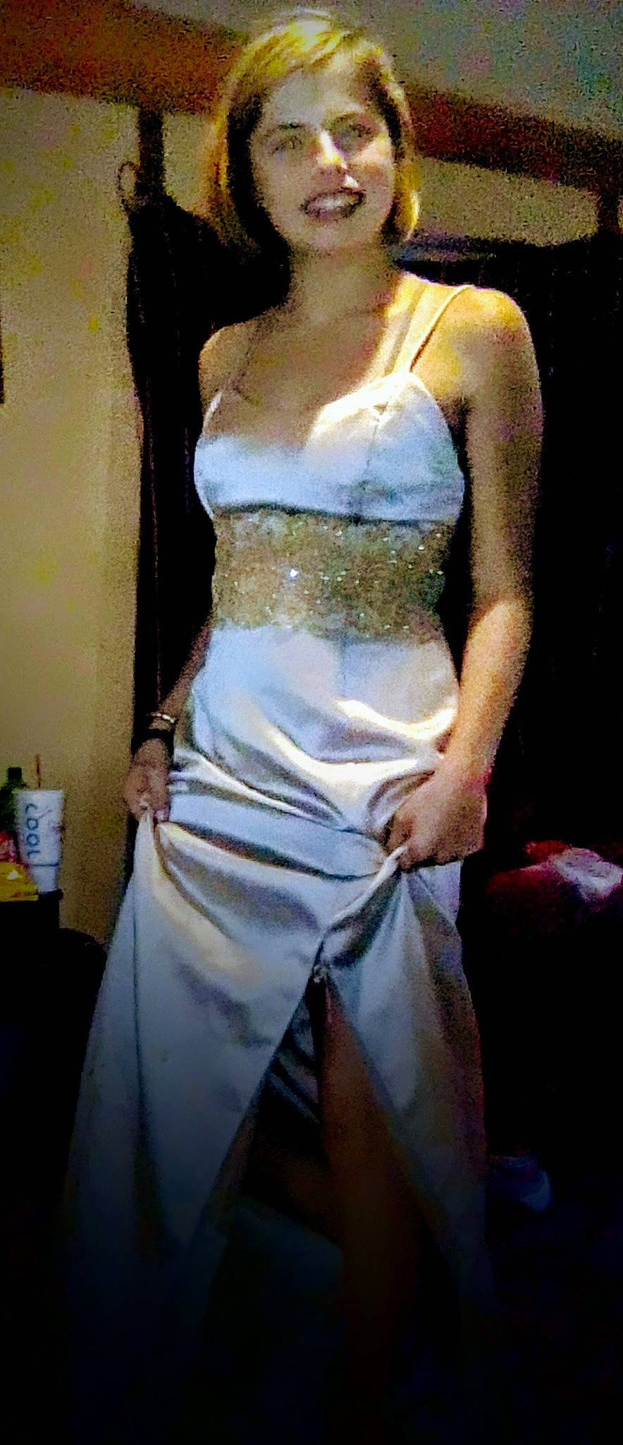 Jaidyn joined the competition — help win amazing prizes! abdomen, bridal_accessory, bridal_clothing, bridal_party_dress, chest, dress, event, fashion_design, flash_photography, formal_wear, gesture, gown, haute_couture, human_leg, joy, person, satin, strapless_dress, thigh, trunk