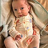 baby, blanket, child, clothing, comfort, cozy, cute, eyes, face, hands, indoor, infant, legs, newborn, onesie, person, portrait, skin, sleepwear, soft