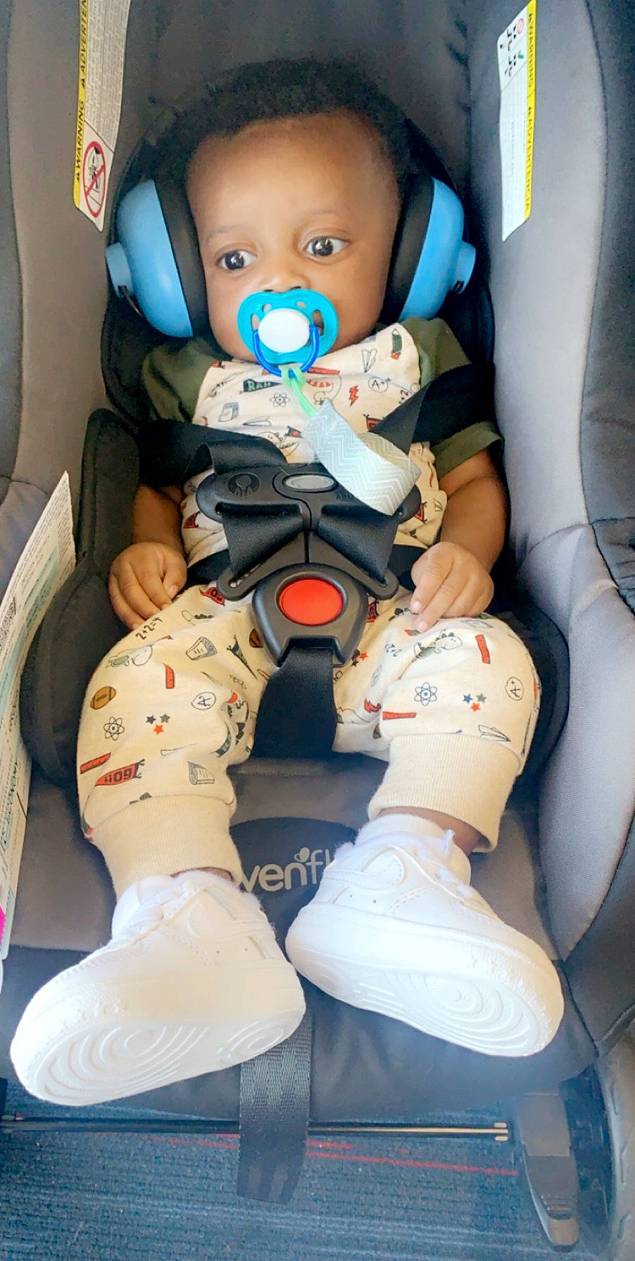 Harlem joined the competition — help win amazing prizes! astronaut, baby_in_car_seat, baby_products, car_seat, car_seat_cover, carmine, comfort, person, product, seat_belt, service, sock, space
