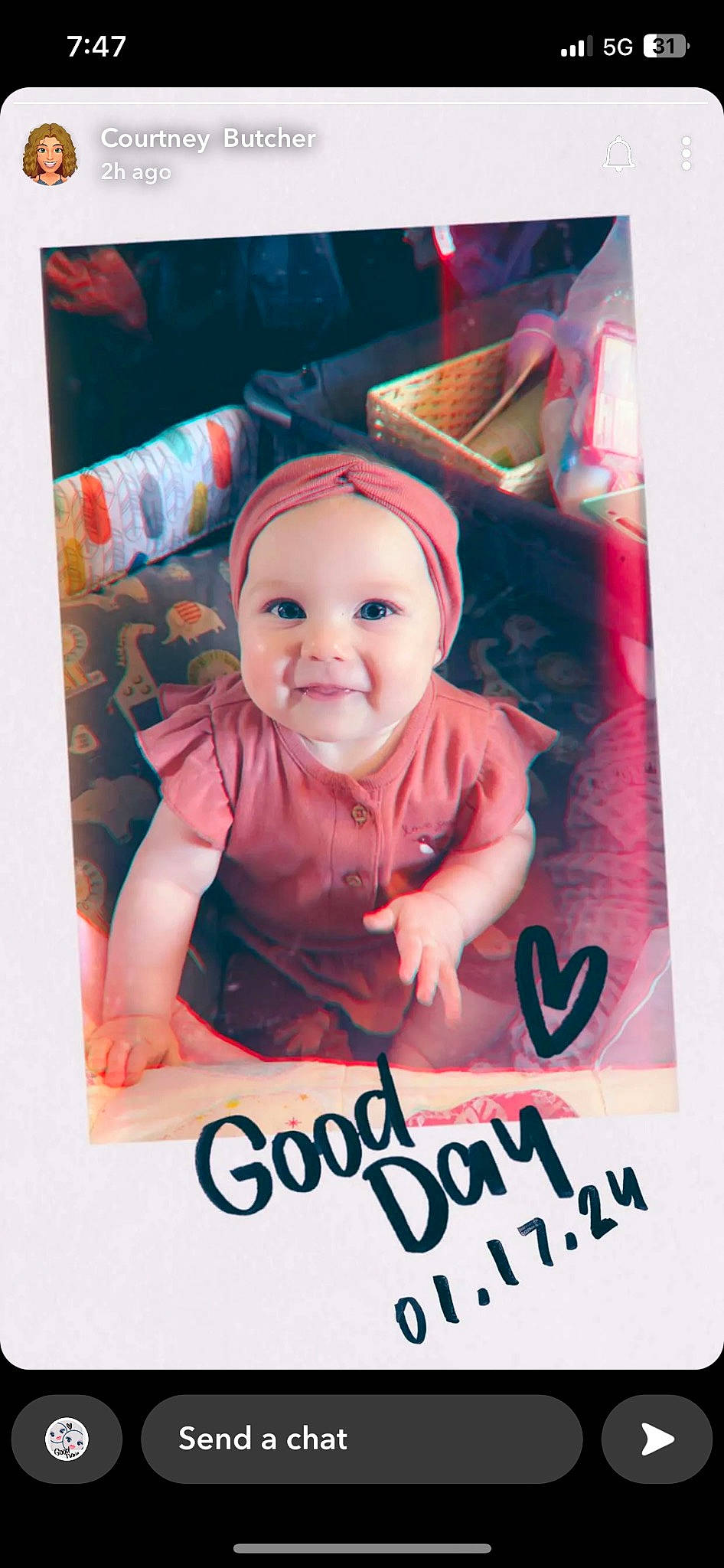 Aspyn joined the competition — help win amazing prizes! baby, baby_laughing, baby_products, baby_toddler_clothing, cheek, child, font, fun, happy, headwear, joy, magenta, pattern, person, photo_caption, pink, product, room, sleeve, smile