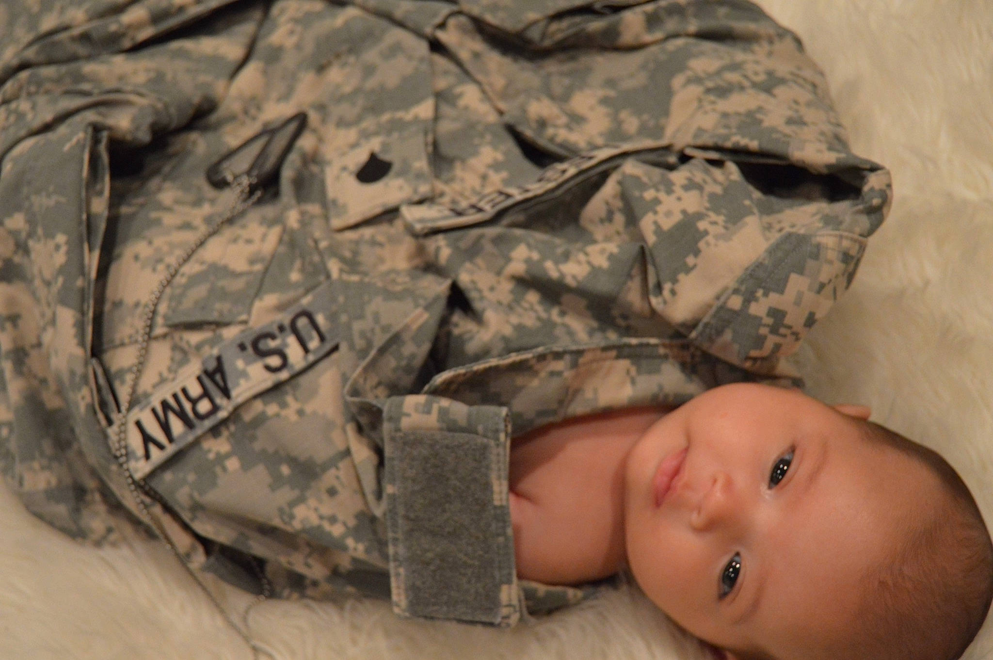 Stephanie joined the competition — help win amazing prizes! baby, child, military, military_camouflage, military_uniform, pattern, person, soldier