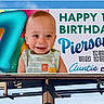 baby, child, infant, birthday, first_birthday, billboard, advertisement, portrait, smiling, blue_sky, outdoor, colorful,  숫?