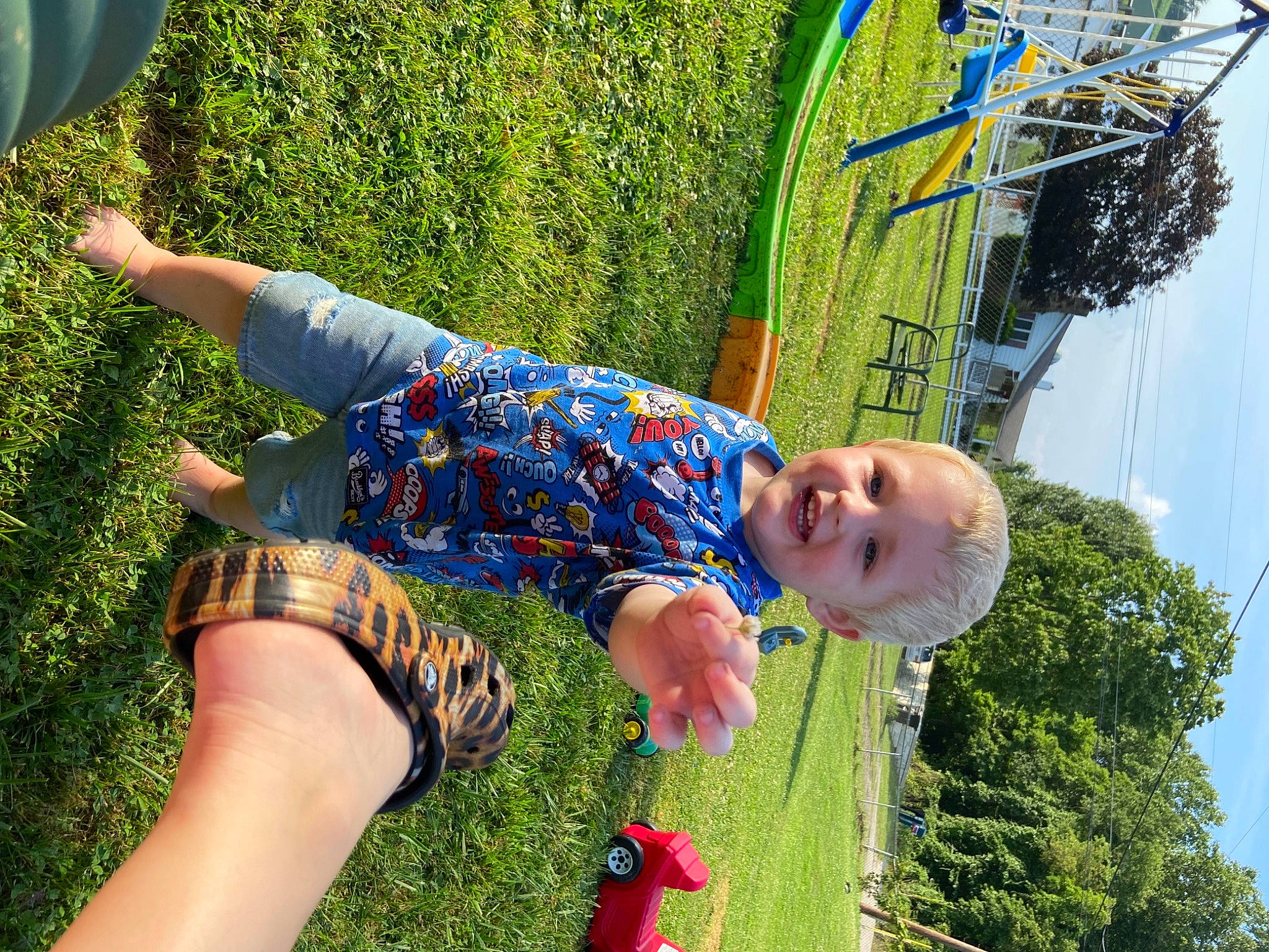 Braxton joined the competition — help win amazing prizes! blue, botany, fun, grass, green, happy, joy, leaf, leisure, light, people, people_in_nature, person, photograph, plant, sky, smile, summer, sunlight, tree