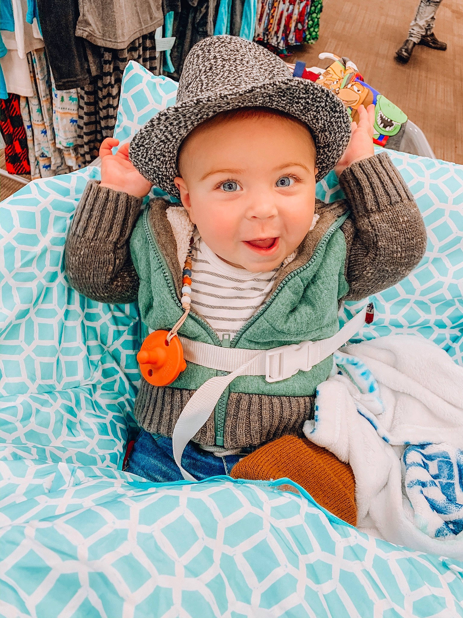 Oaklen joined the competition — help win amazing prizes! baby, child, eye, face, family, happy, head, headgear, human, people, person, photography, recreation, sitting, skin, smile, toddler, tradition, vacation