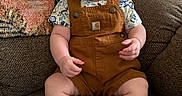 Noah joined the competition — help win amazing prizes! baby, child, infant, sitting, armchair, brown_overall, patterned_shirt, curious, indoors, furniture, cute, chubby, face, open_mouth, hands, legs, feet, home, comfortable, portrait