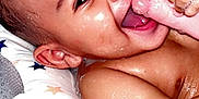 Kamden joined the competition — help win amazing prizes! baby, bath, water, bubbles, toy, smile, face, child, skin, arm, hand, infant, happy, cute, play, star_pattern, floating_ring, wet, closeup, joy