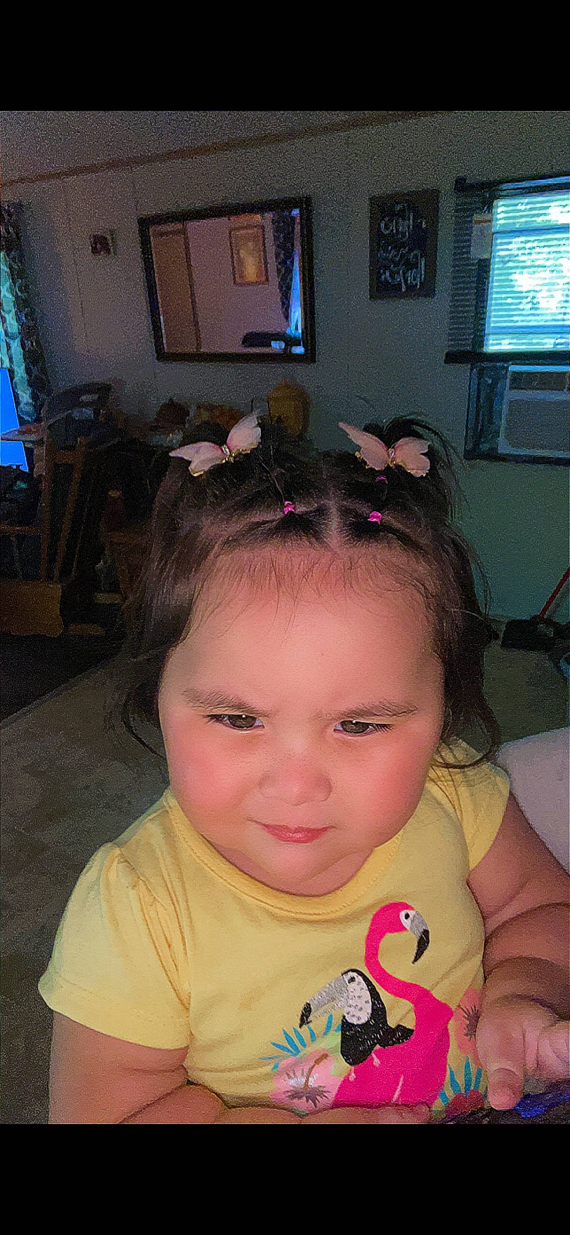 Aspyn South is registered to the contest to win money with this photo: black_hair, cheek, cool, ear, eyebrow, eyelash, forehead, fun, hairstyle, happy, iris, lip, mouth, nose, organ, person, picture_frame, purple, skin, television