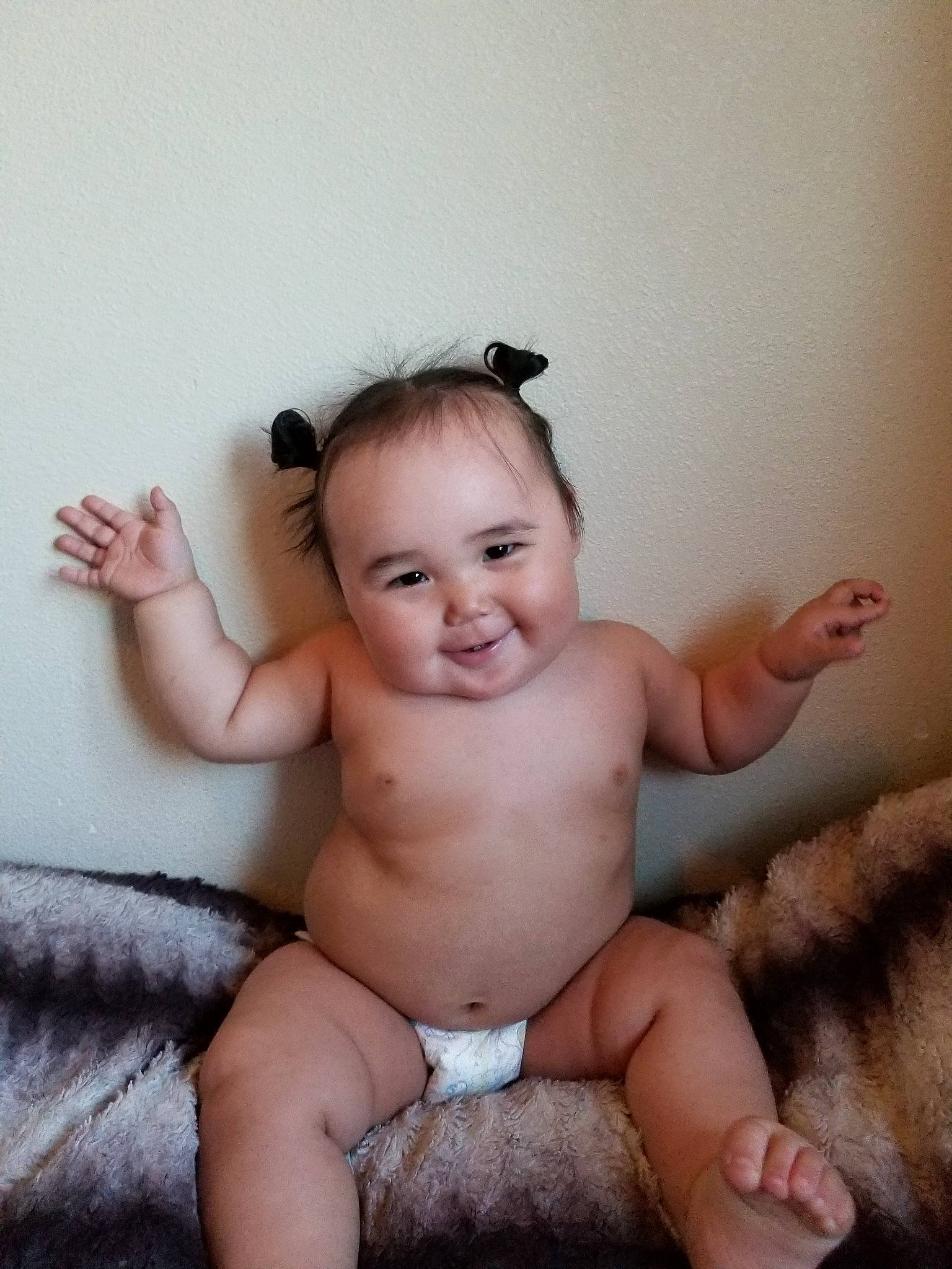 Rachael Johnson joined the competition — help win amazing prizes! abdomen, arm, baby, cheek, child, face, finger, fun, hand, head, joy, leg, lip, mouth, muscle, neck, nose, person, sitting, skin