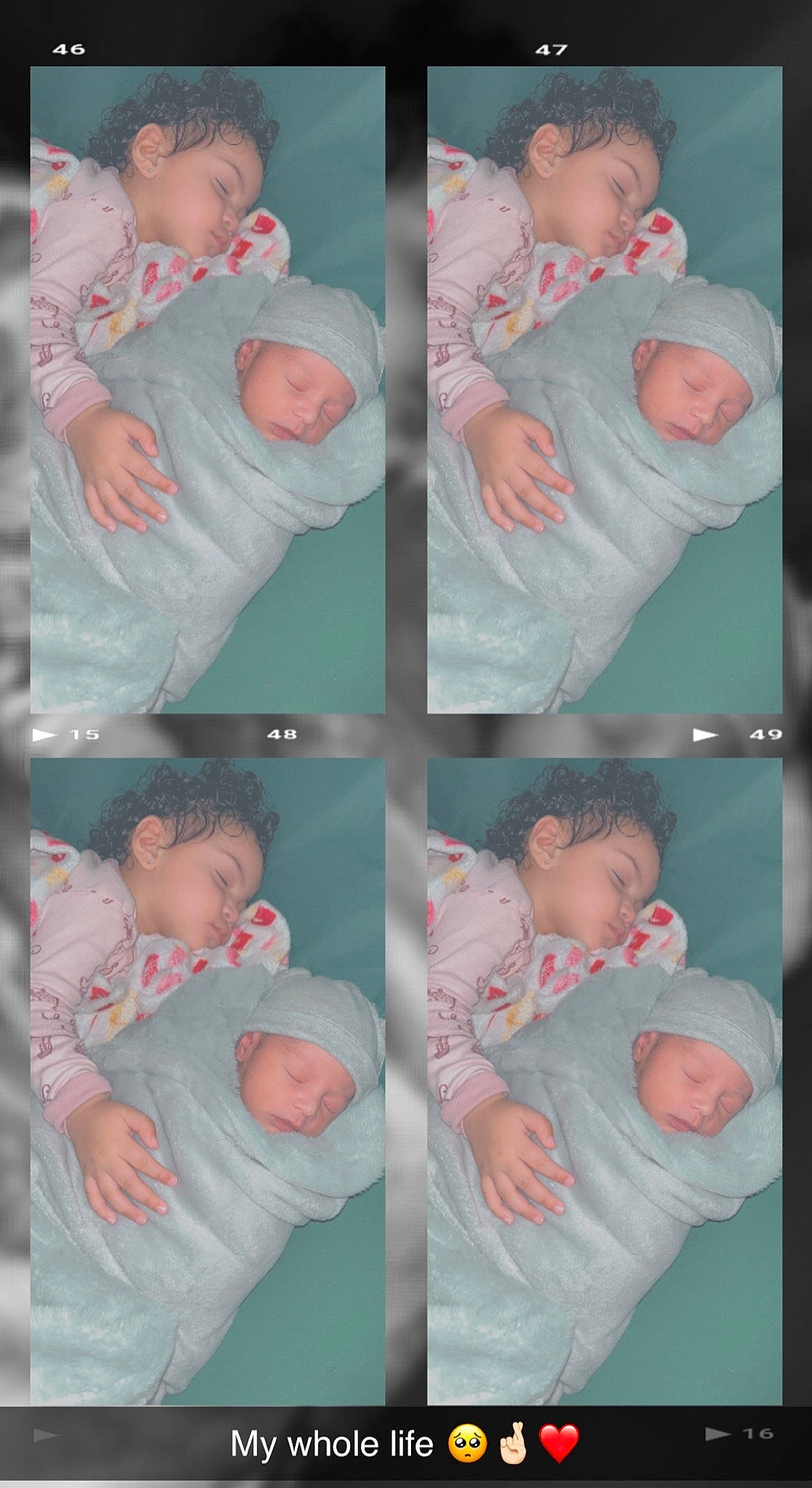 Renessme is registered to the contest to win money with this photo: arm, baby, baby_toddler_clothing, blue, cheek, clothing, face, facial_expression, gesture, green, hand, head, headwear, muscle, organ, person, photograph, product, sleeve, toddler