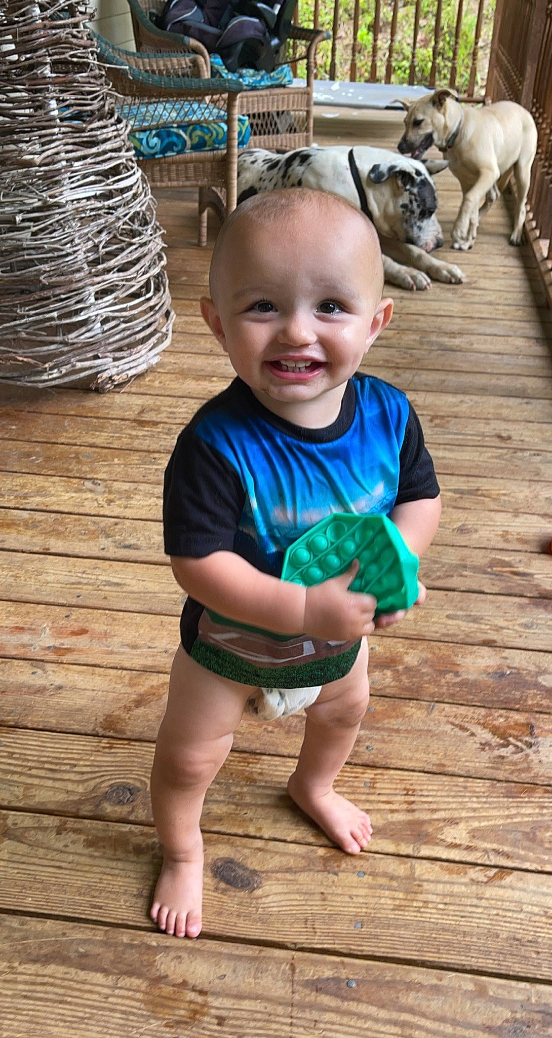 Hayes joined the competition — help win amazing prizes! baby_toddler_clothing, child, dog, eye, face, finger, flooring, happy, head, human, human_body, joy, leg, people, person, skin, smile, standing, t_shirt, toddler