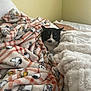Pixar is registered to the contest to win money with this photo: animal, bed, black_and_white, blanket, cat, comfort, cozy, cute, domestic, feline, fur, indoor, pattern, pet, plush, relaxing, resting, sleepy, soft, warm