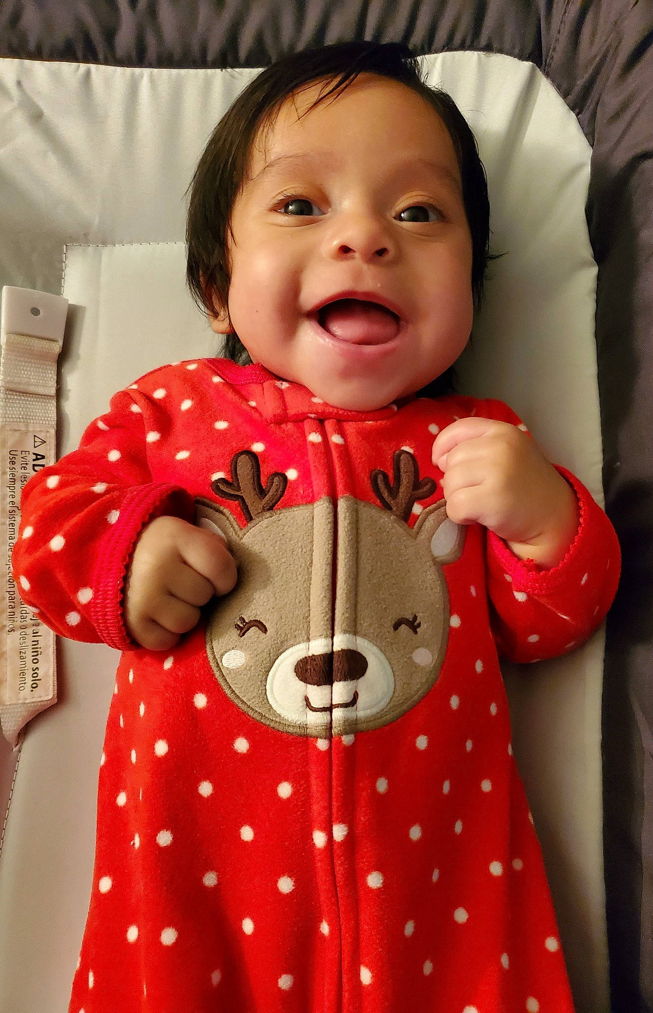 Lorelai joined the competition — help win amazing prizes! baby, baby_products, baby_toddler_clothing, button, cheek, child, iris, lip, pattern, person, polka_dot, sleeve, toddler, tongue, tooth