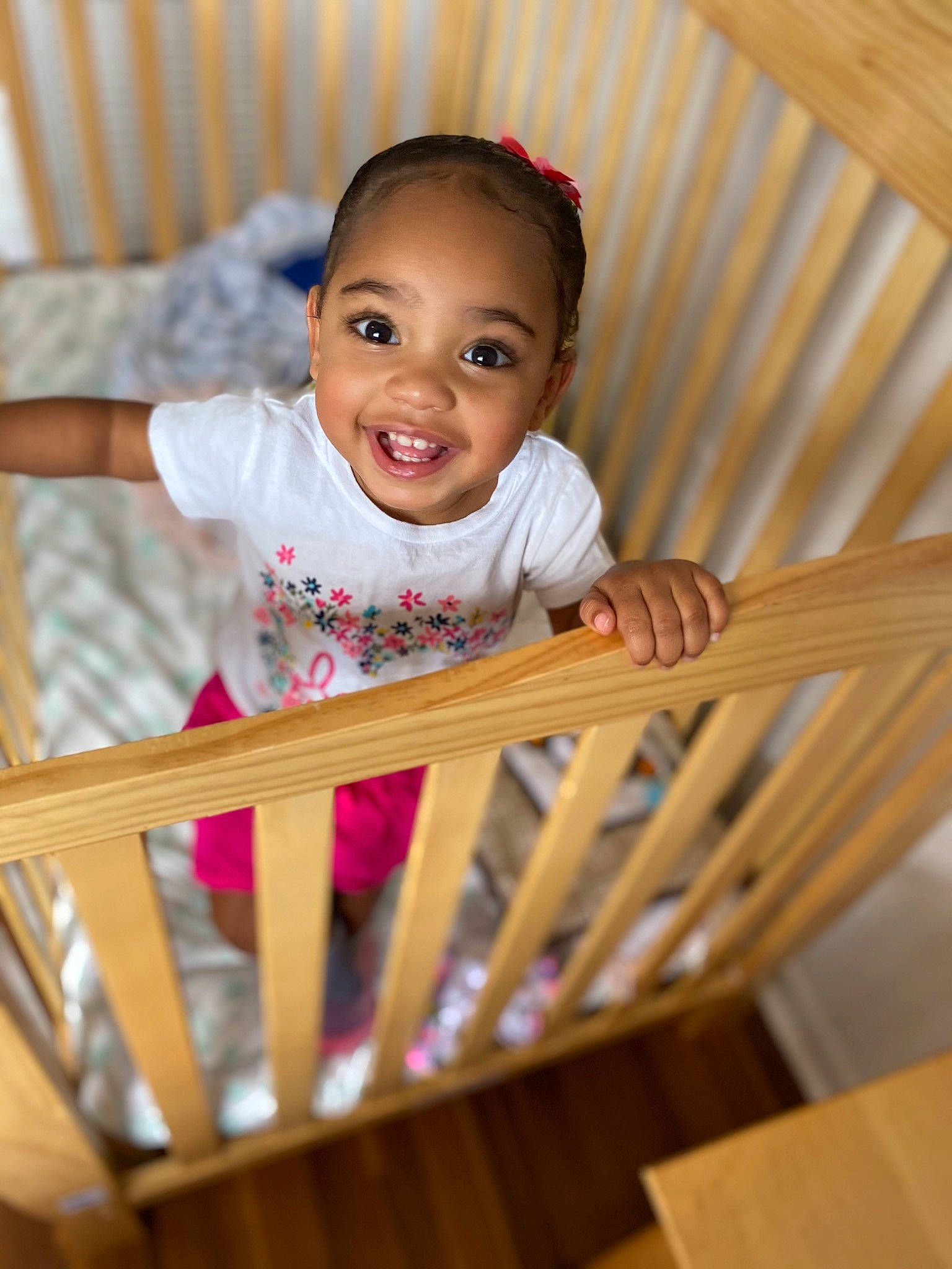 Camila Marie joined the competition — help win amazing prizes! baby, baby_products, baby_safety, bed, child, furniture, infant_bed, joy, nursery, person, pink, product, room, skin, smile, toddler, wood