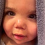 Princtyn is registered to the contest to win money with this photo: baby, close_up, face, eyes, towel, skin, child, infant, cute, portrait, soft_texture, young, adorable, expression, innocence, human, cuddly, warm, comfort, smile