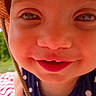 toddler, child, face, smile, hat, straw_hat, polka_dot, clothing, outdoor, sunlight, closeup, happy, cute, skin, cheeks, eyes, mouth, baby, summer, blanket