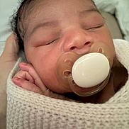 Damian joined the competition — help win amazing prizes! newborn, baby, pacifier, blanket, sleeping, closeup, infant, face, hand, skin, cute, peaceful, resting, knitted_blanket, portrait, child, young, indoors, soft, calm