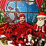 Adeilia a rejoint le concours — aidez-le/la à gagner de superbes lots ! baby, child, christmas, holiday, red_dress, plaid_chair, santa_claus, toy_train, decorations, festive, smiling, indoors, winter_scene, window, gift_box, christmas_tree, toy_figurine, headband, beads, celebration