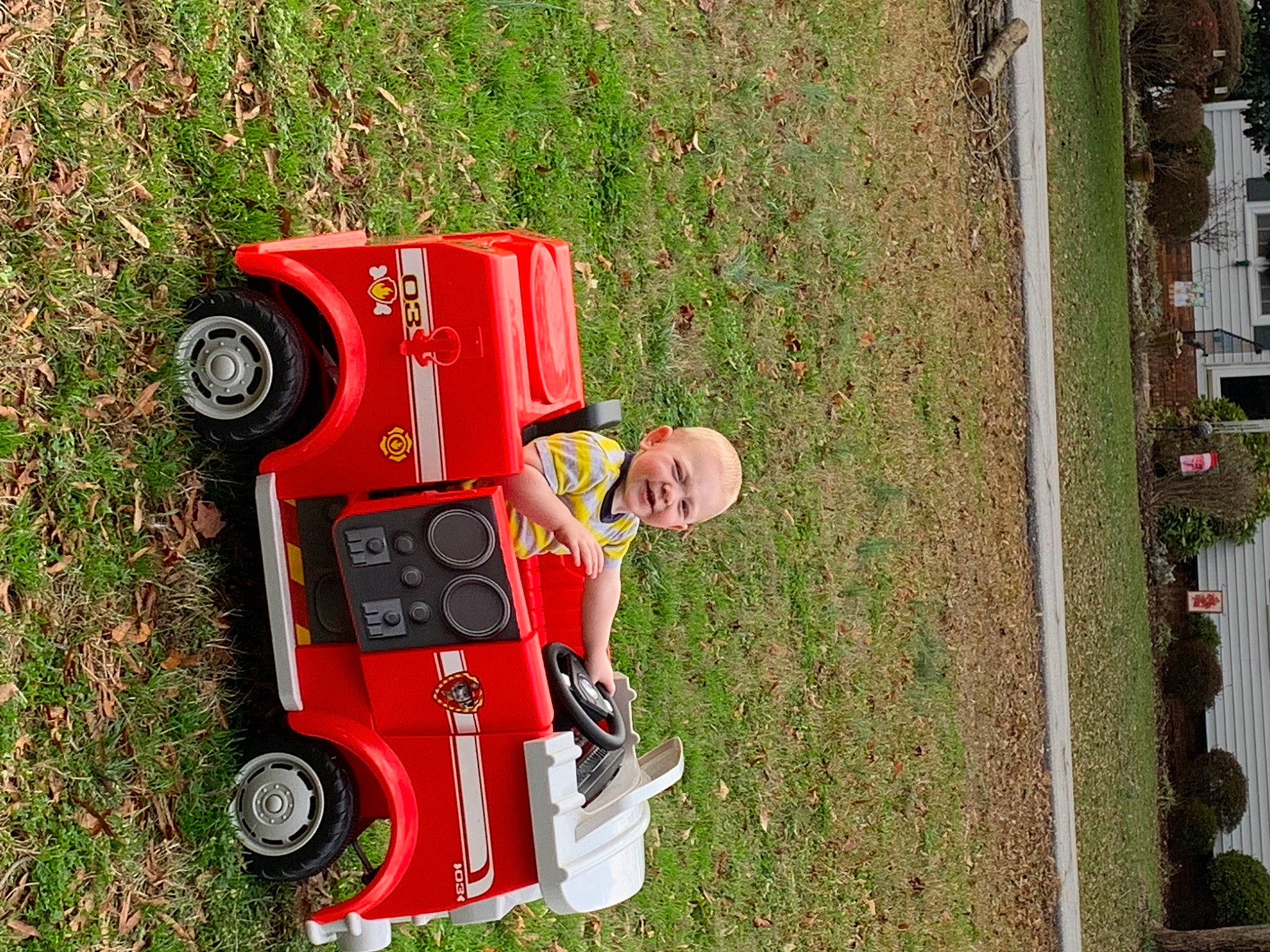 Jon is registered to the contest to win money with this photo: auto_part, automotive_design, automotive_exterior, car, classic, fun, gas, grass, landscape, lawn, machine, motor_vehicle, person, plant, recreation, tire, toy, transport, tree, vehicle