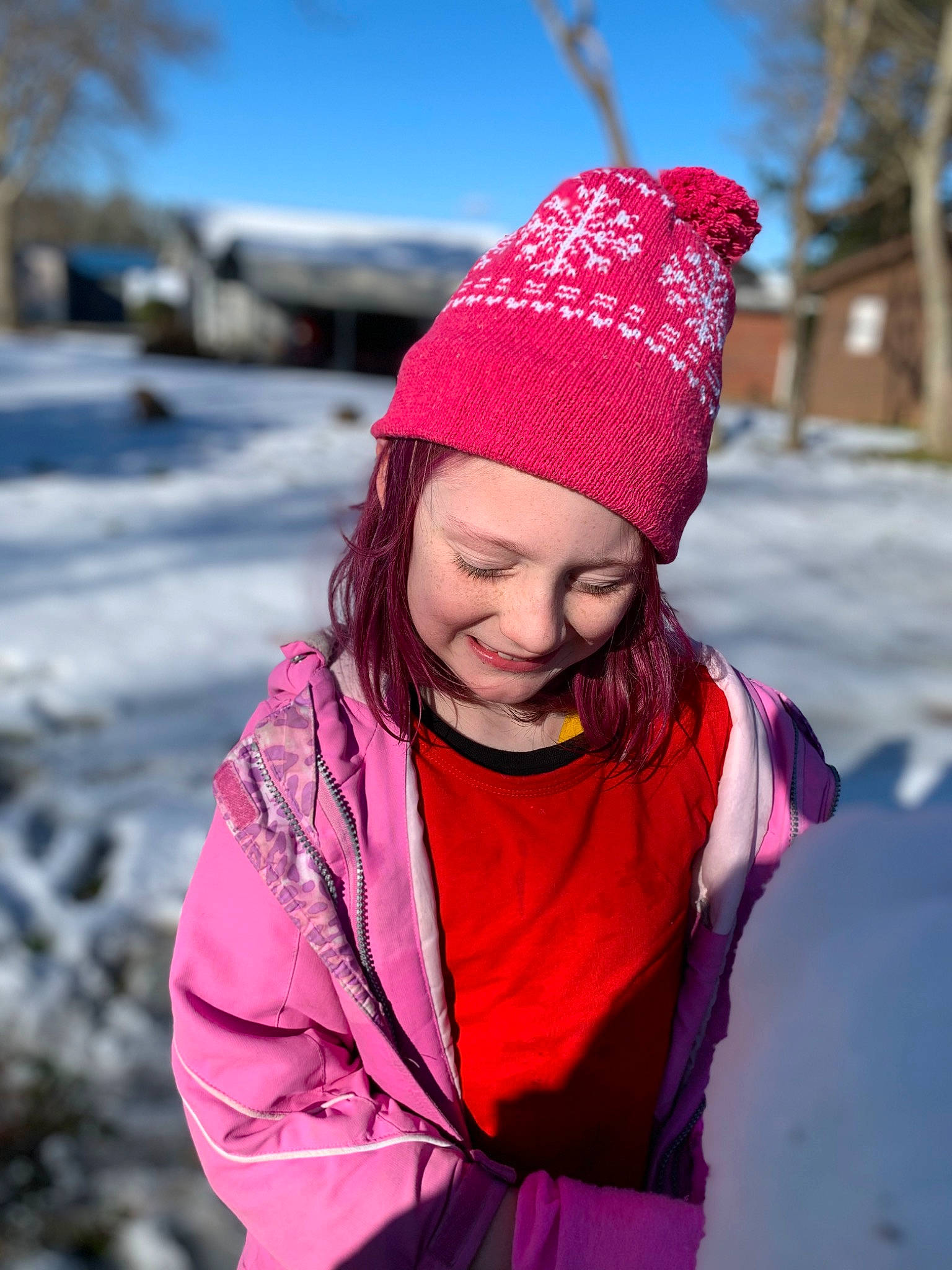 Adriana joined the competition — help win amazing prizes! cap, electric_blue, freezing, fun, happy, headgear, headwear, joy, knit_cap, landscape, leisure, magenta, person, pink, recreation, sky, smile, snow, toddler, tradition