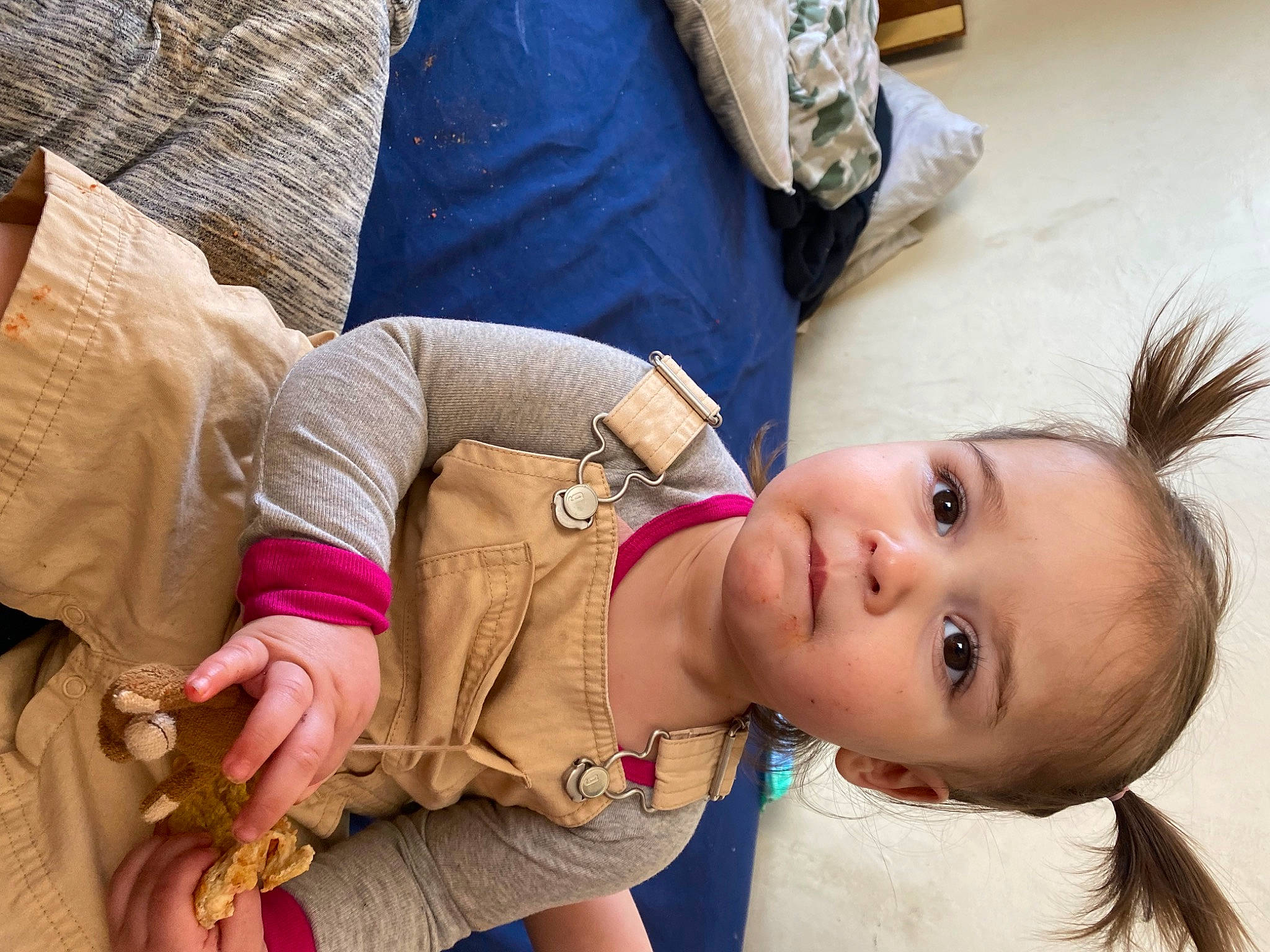 Kensleigh is registered to the contest to win money with this photo: abdomen, chest, child, comfort, eyelash, fawn, fun, fur, happy, human_leg, joint, lip, mouth, neck, person, shoulder, sitting, skin, toddler, tradition