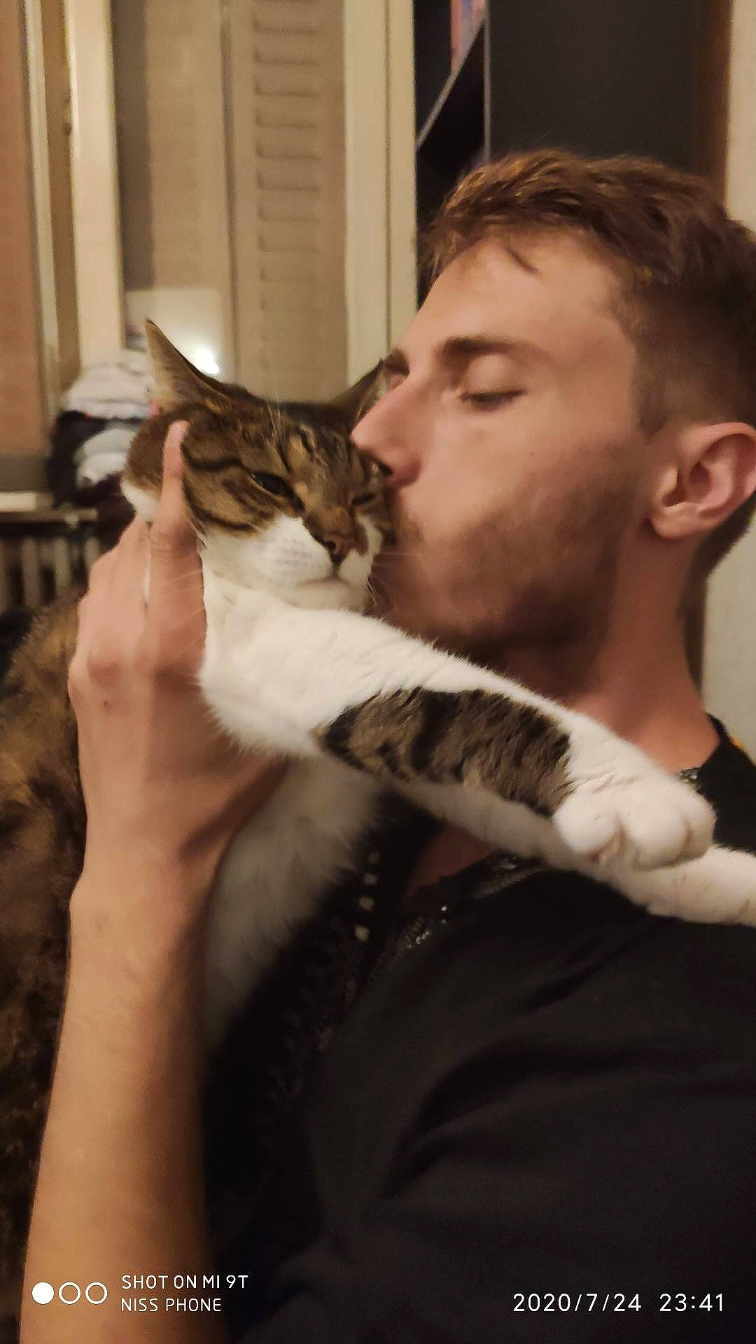 Jimmy participe au concours pour gagner de l'argent avec cette photo : arm, beard, carnivore, cat, comfort, domestic_short_haired_cat, ear, eyebrow, facial_hair, felidae, finger, fur, gesture, hand, hug, jaw, moustache, neck, small_to_medium_sized_cats, whiskers