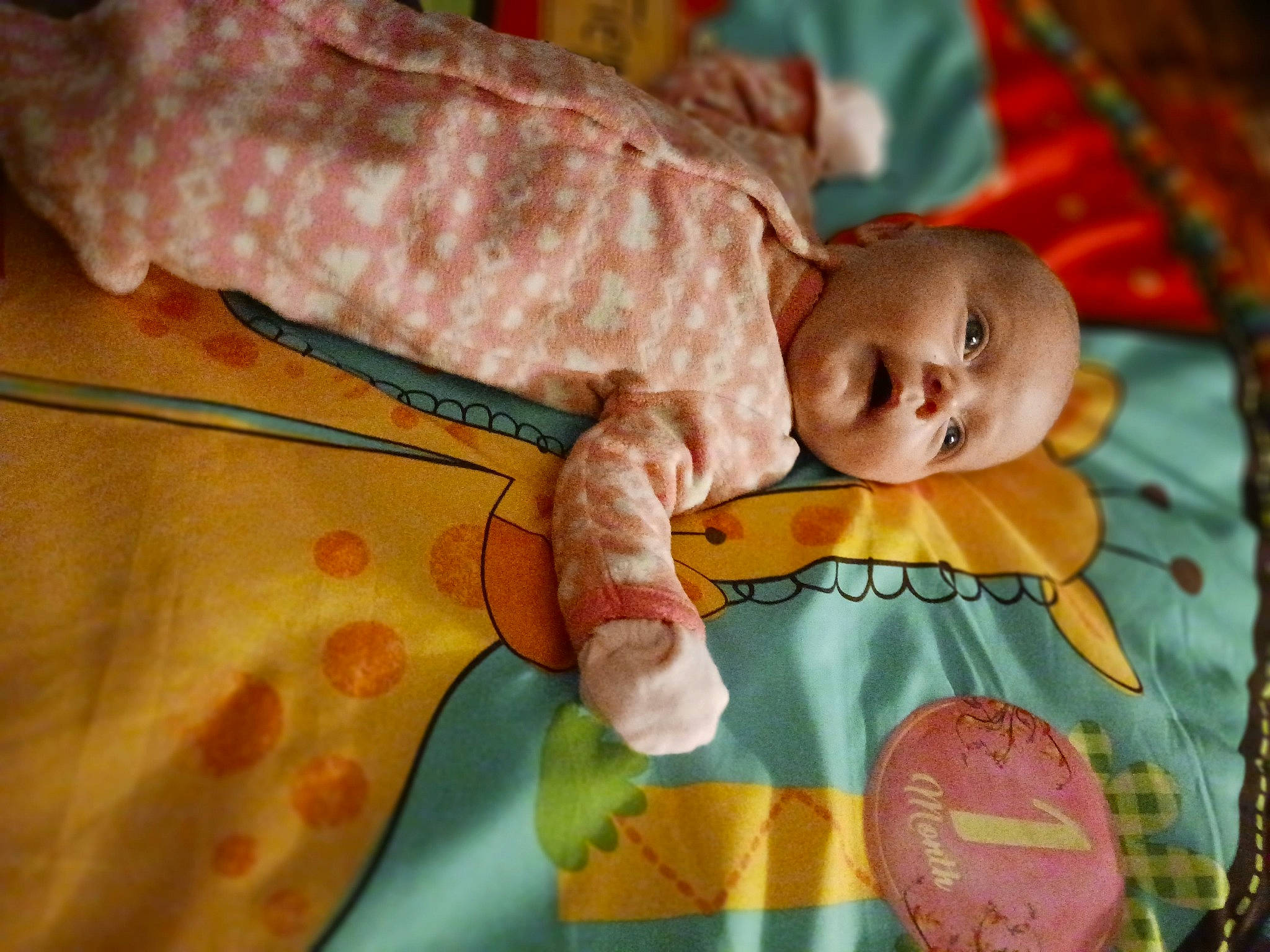 Rachel joined the competition — help win amazing prizes! baby, baby_products, baby_toddler_clothing, cheek, child, comfort, eye, facial_expression, hand, human_body, leaf, linens, nose, orange, pattern, person, skin, sleeve, textile, toddler