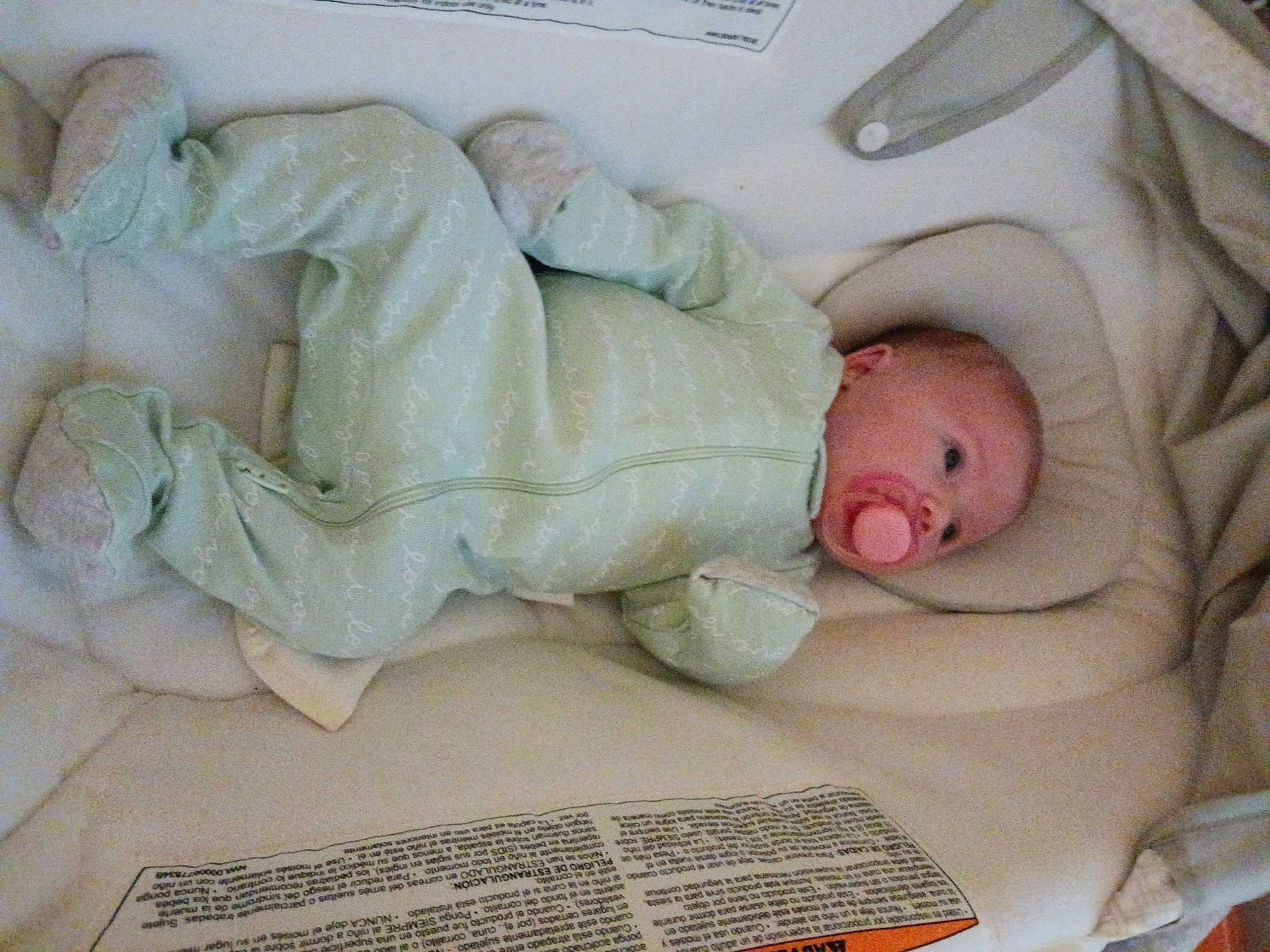 Rachel is registered to the contest to win money with this photo: baby, baby_products, baby_safety, baby_sleeping, baby_toddler_clothing, bed, bedding, bedtime, child, comfort, head, hospital, human_body, infant_bed, linens, nap, person, room, skin, sleep