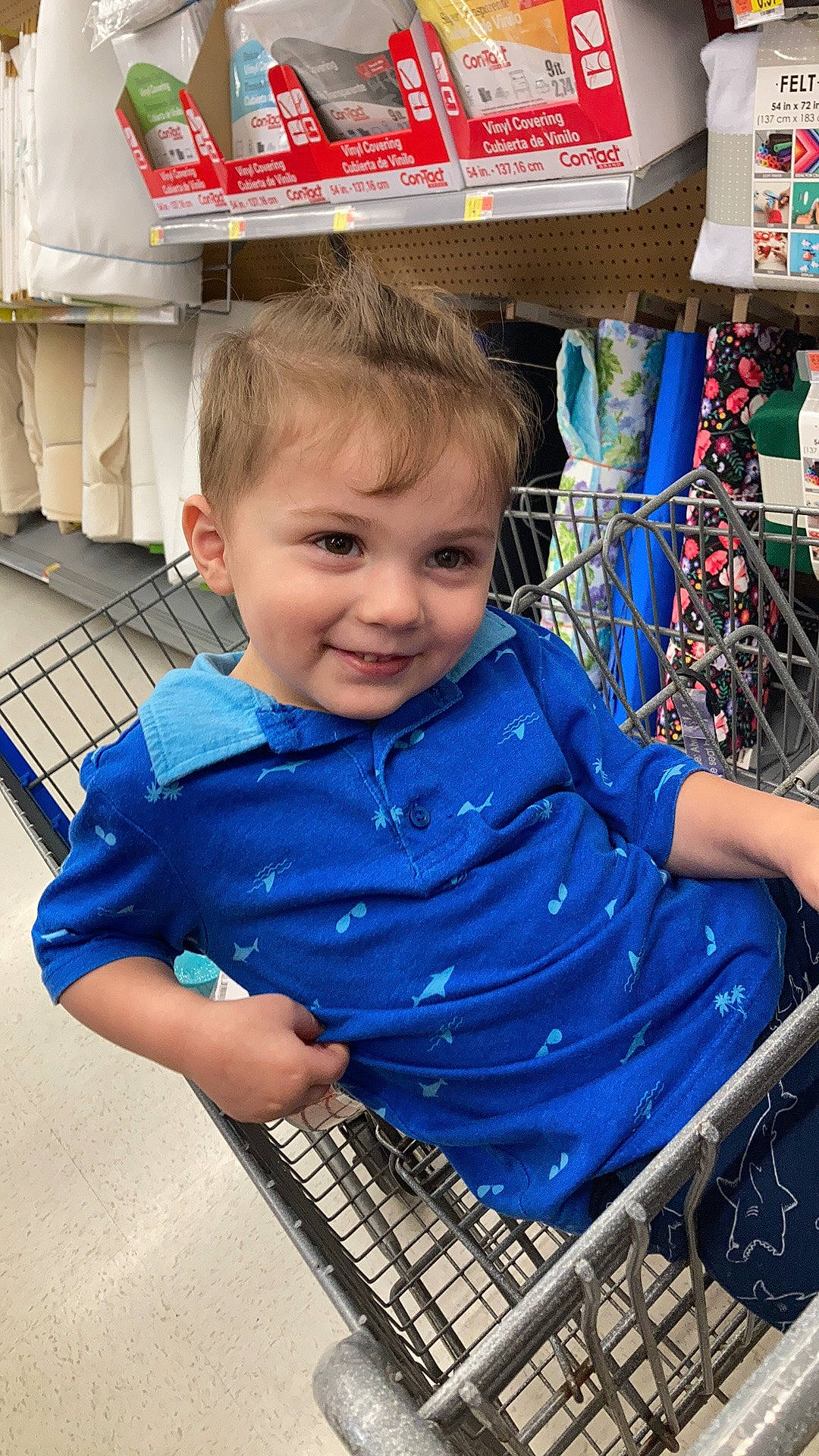 Damion joined the competition — help win amazing prizes! baby, baby_toddler_clothing, basket, blue, child, electric_blue, eye, fun, happy, joy, leisure, pattern, people, person, product, recreation, sitting, smile, standing, t_shirt