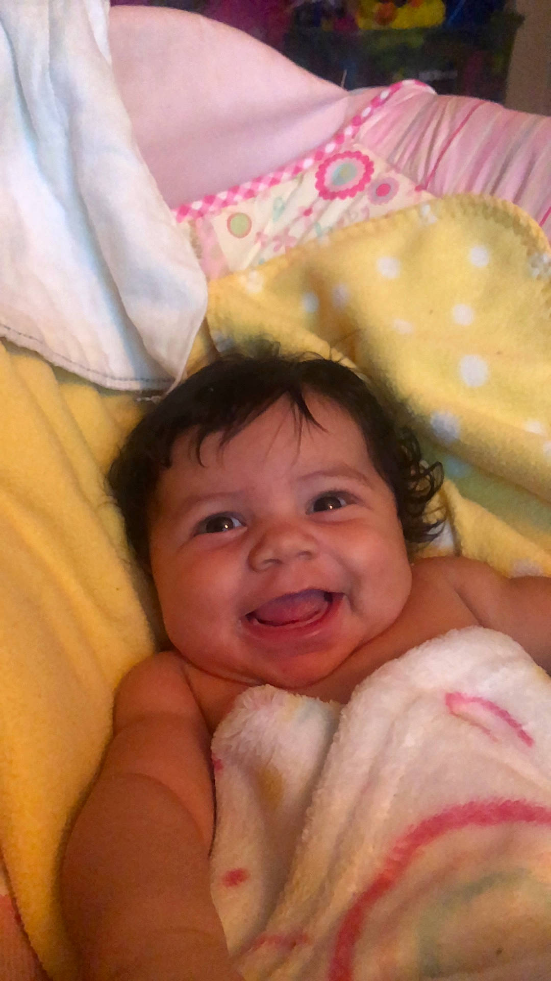 Skylah is registered to the contest to win money with this photo: baby, cheek, child, comfort, eye, eyebrow, finger, fun, gesture, happy, head, iris, joy, lip, mouth, nose, person, pink, skin, smile