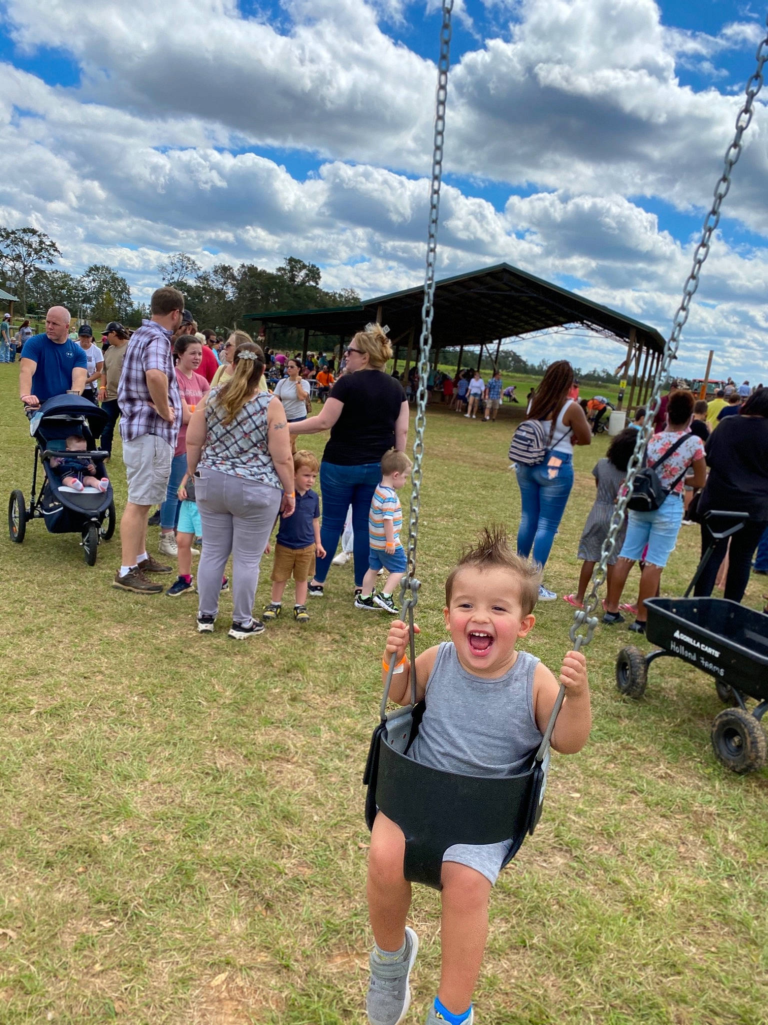 Roy joined the competition — help win amazing prizes! child, community, crowd, event, festival, fun, grass, leisure, performance, person, plant, pole, style, summer, tree, vacation