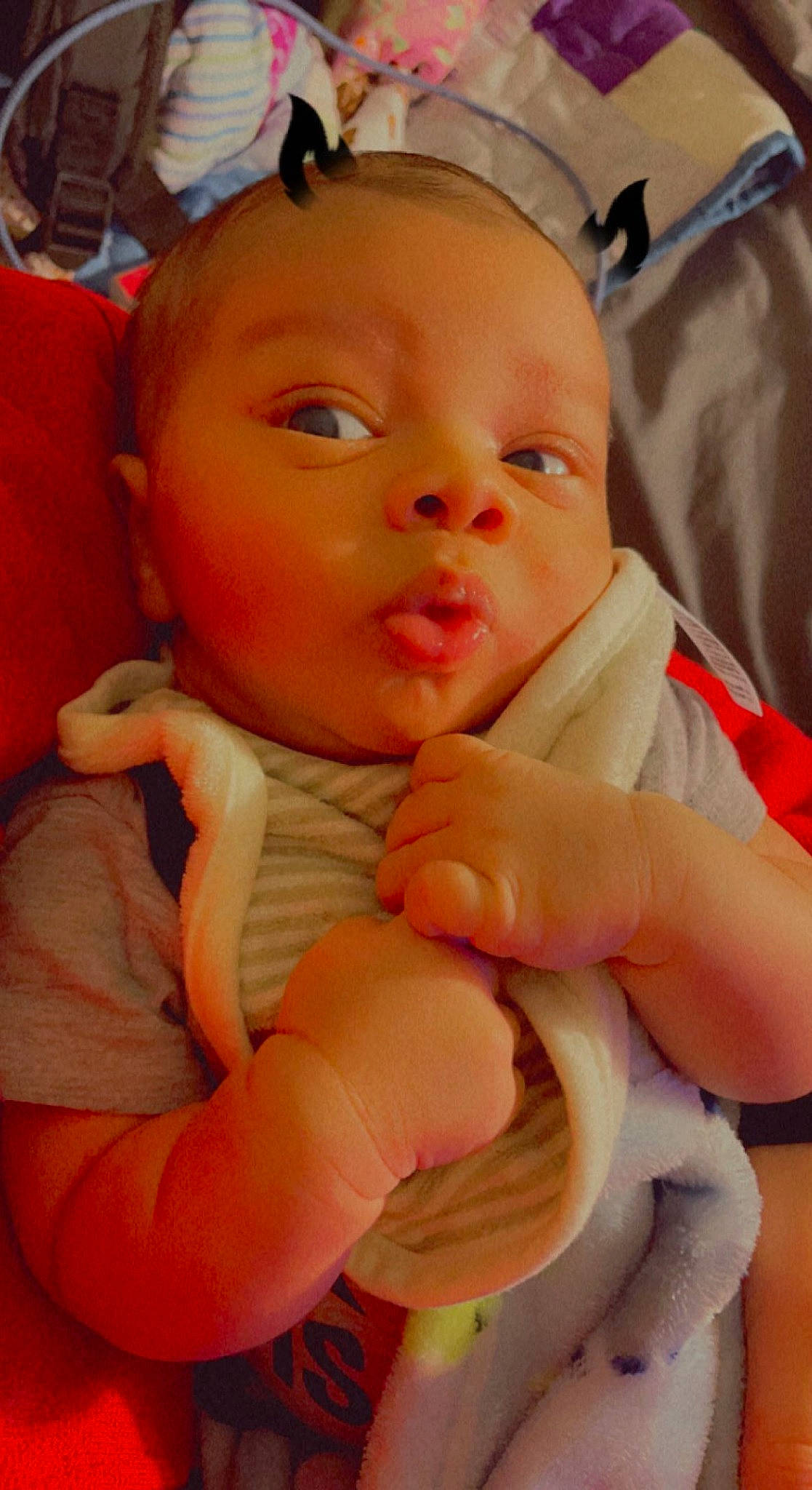 Jamarion joined the competition — help win amazing prizes! arm, baby, baby_toddler_clothing, cheek, chin, comfort, eye, finger, gesture, hand, head, human_body, lip, mouth, nail, nose, person, pink, skin, thumb