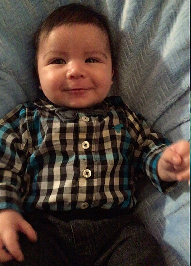 Giovanni Alba Jr is registered to the contest to win money with this photo: boy, cheek, child, cool, eye, face, head, infant, joy, mouth, nose, person, product, sitting, skin, smile, toddler