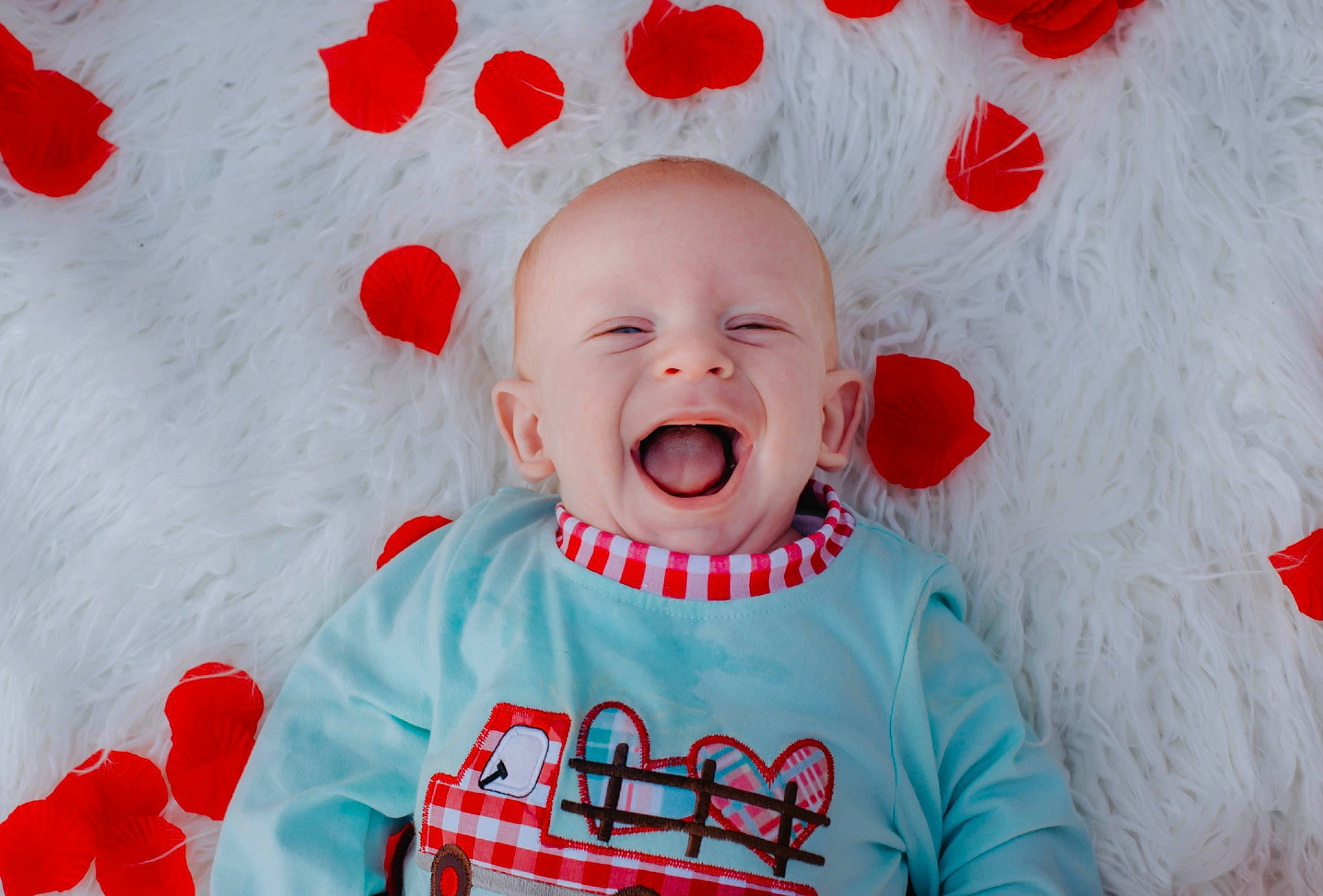 Gatlin joined the competition — help win amazing prizes! baby, baby_products, baby_toddler_clothing, cheek, child, facial_expression, fun, happy, head, laugh, lip, mouth, nose, organ, person, product, red, smile, textile, toddler