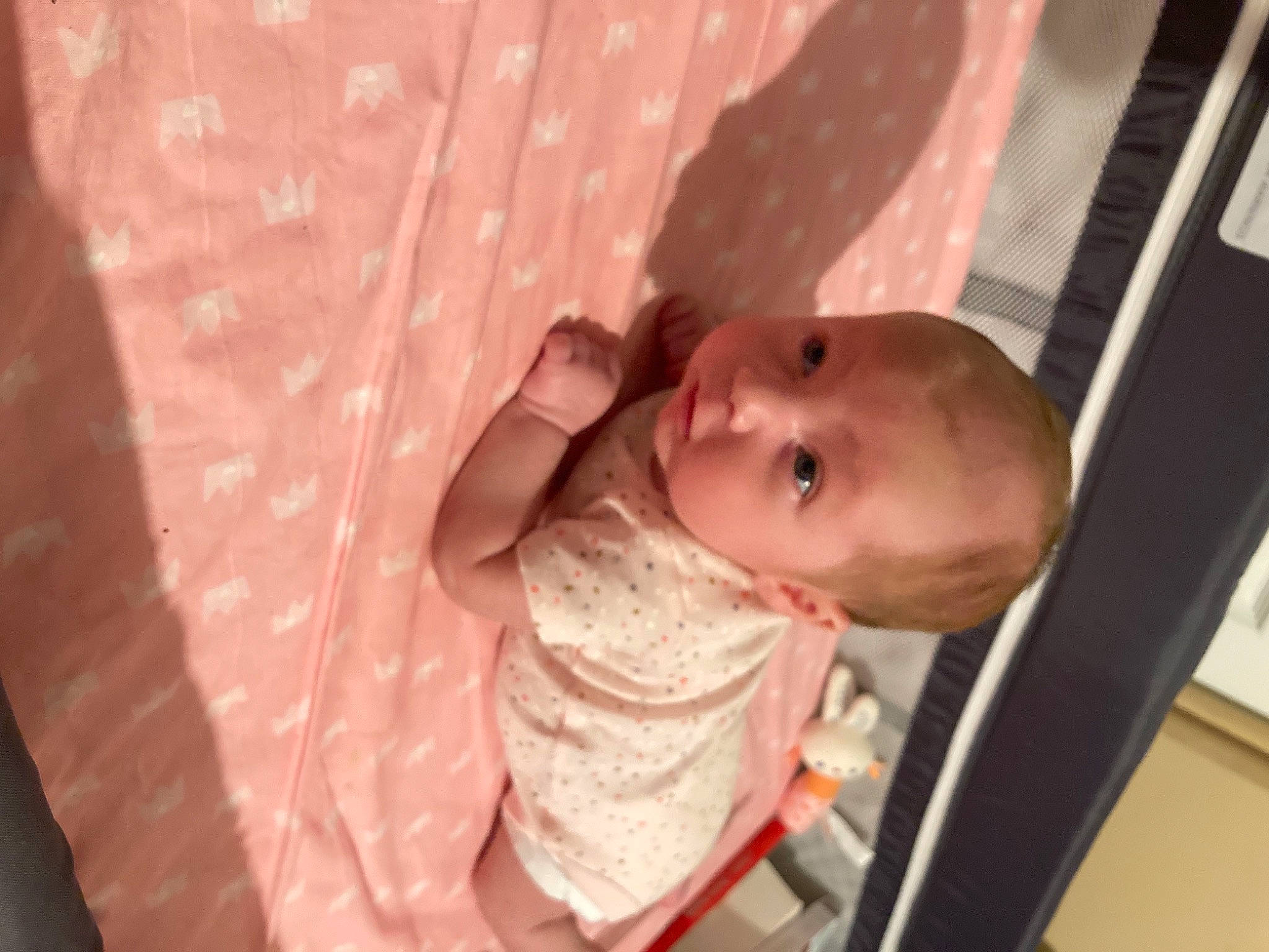 Holly joined the competition — help win amazing prizes! baby, baby_products, baby_safety, baby_toddler_clothing, bed, cheek, comfort, cradle, eye, fun, infant_bed, iris, linens, lip, mouth, nose, person, pink, skin, smile