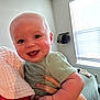 Archer joined the competition — help win amazing prizes! baby, babylaughing, bed, bedroom, clothing, cushion, face, furniture, happy, head, homedecor, indoors, laughing, person, photography, portrait, room, smile, t_shirt, window