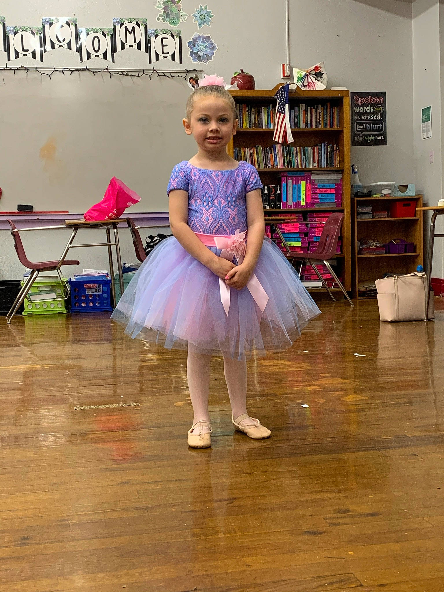Sophia joined the competition — help win amazing prizes! ballet_shoe, ballet_tutu, chair, child, choreography, dance, entertainment, event, fashion_design, floor, flooring, fun, hardwood, leg, performance_art, performing_arts, person, shelf, sportswear, toddler