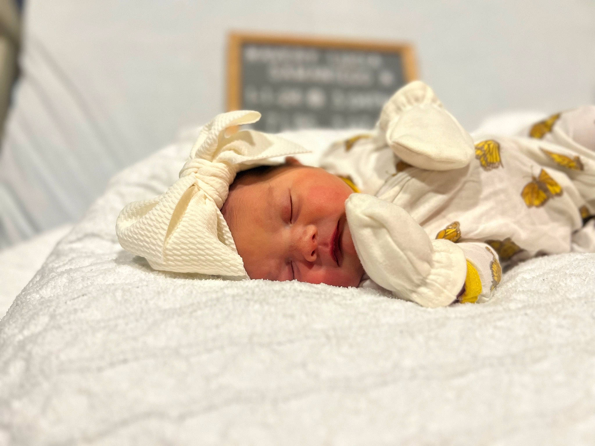 Avery is registered to the contest to win money with this photo: baby, baby_products, baby_sleeping, baby_toddler_clothing, bed, bed_sheet, bedding, bedtime, blanket, child, comfort, event, fur, hat, linens, nap, person, portrait_photography, room, sleep