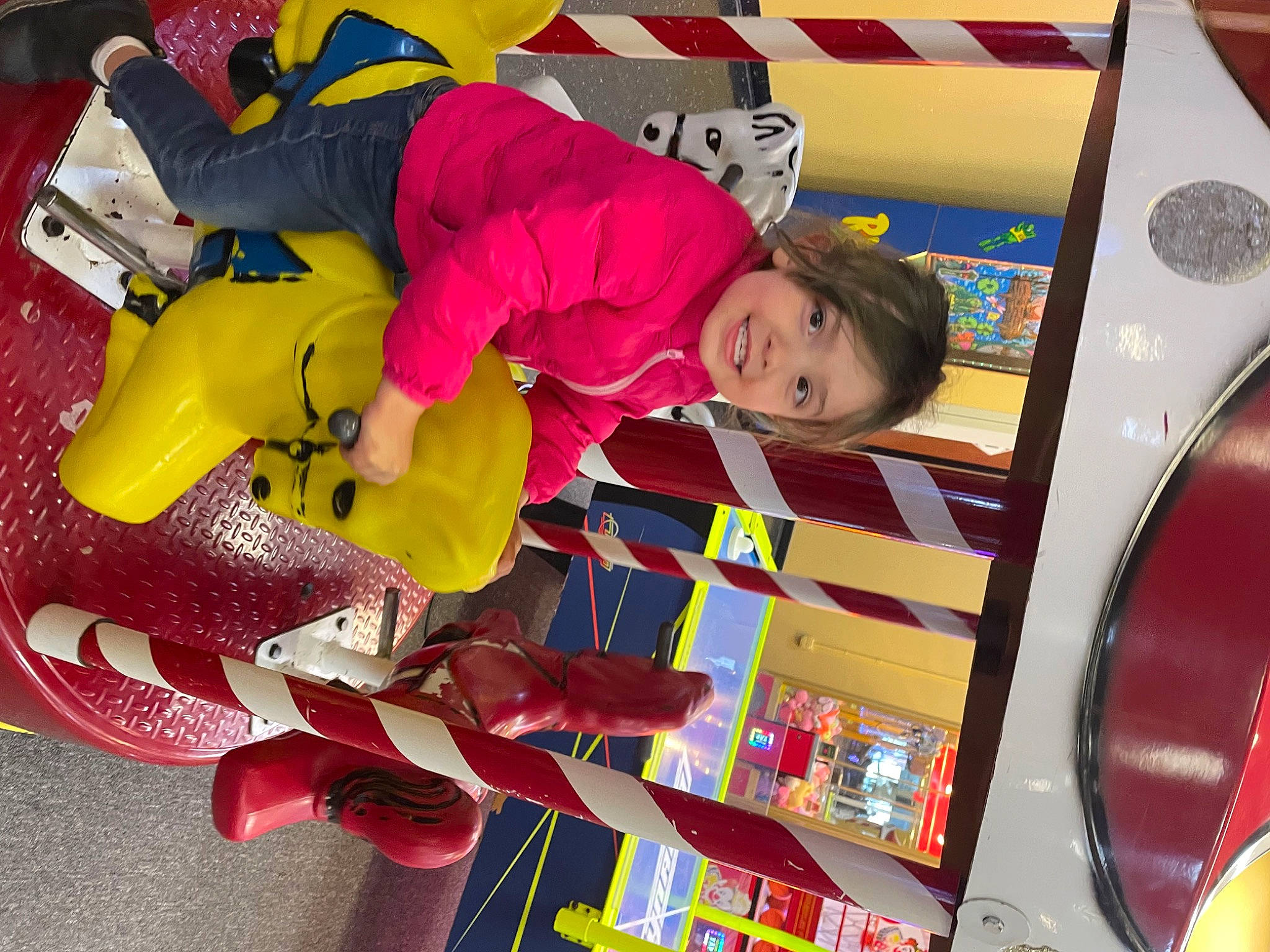 Izabella joined the competition — help win amazing prizes! carmine, child, fun, joy, leisure, machine, person, play, playground, recreation, red, room, smile, toddler, visual_arts, yellow