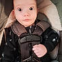Dean joined the competition — help win amazing prizes! baby, infant, car_seat, child, straps, graco, black_clothing, hand, face, wide_eyes, winter_wear, seatbelt, sitting, indoor, cute, young_child, expression, portrait, captive, cozy