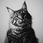 Milo a rejoint le concours — aidez-le/la à gagner de superbes lots ! animal, black_and_white, cat, close_up, domestic_cat, ears, eyes, face, feline, fluffy, fur, maine_coon, majestic, mammal, monochrome, pet, portrait, soft_light, studio, whiskers