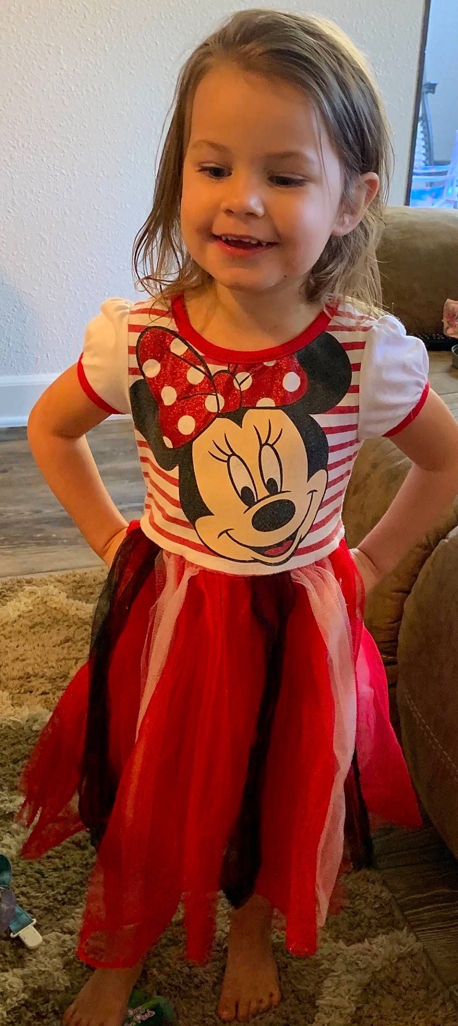 Madelynn joined the competition — help win amazing prizes! baby_toddler_clothing, child, costume, event, fun, fur, happy, joy, neck, organ, pattern, peach, person, pink, red, sleeve, smile, t_shirt, toddler, top